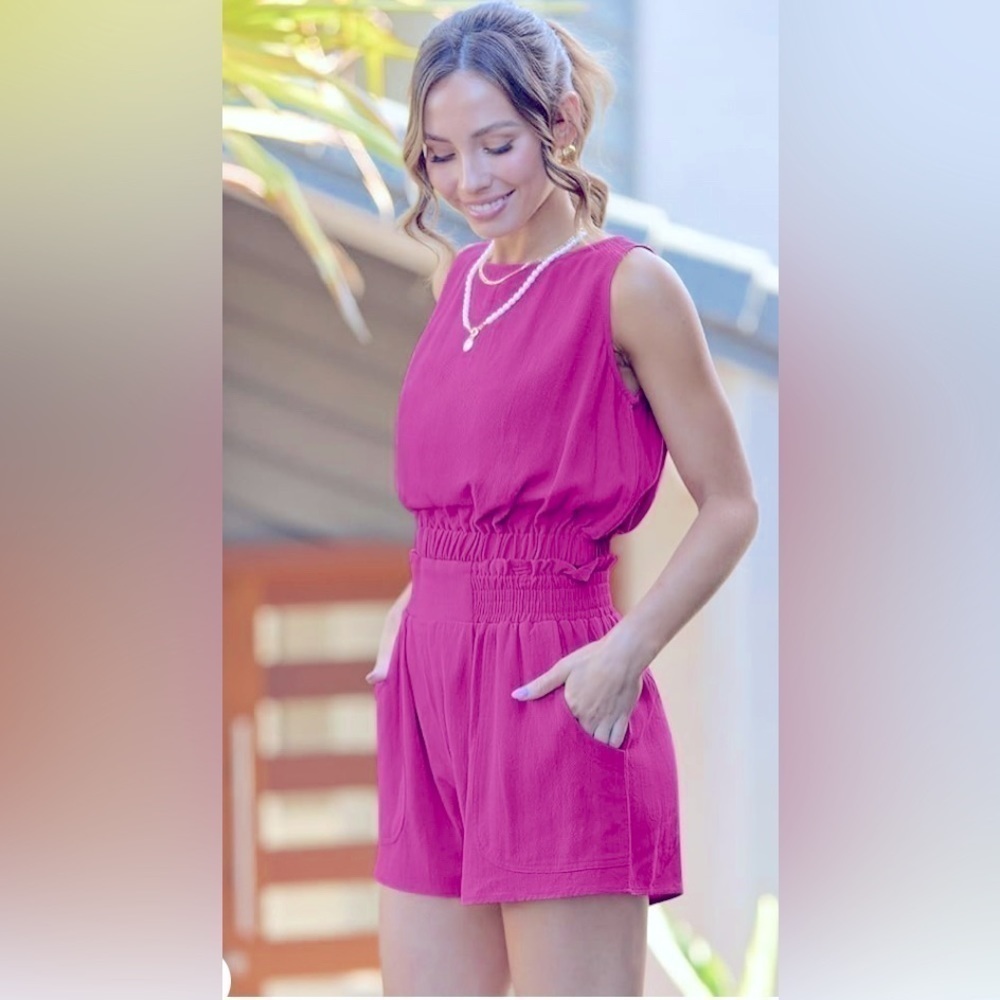 New Trendy Queen Preppy Pink 2 Piece Outfits-Crop Top High Waisted Shorts size S - Picture 1 of 6